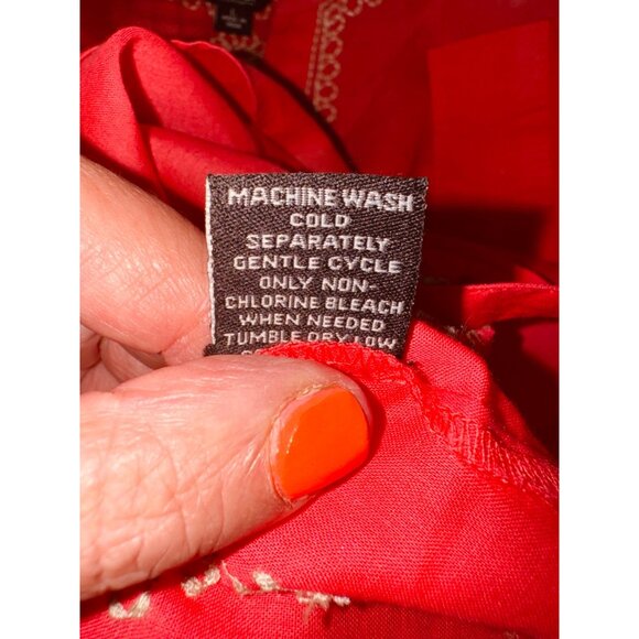 Intro Coral Embroidered Tunic Top Casual Elegance L 100% Cotton Resort Travel - Picture 8 of 11